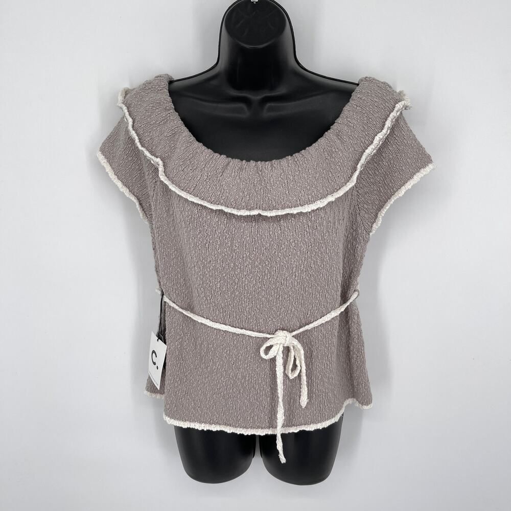 Callahan Revolve Emilia Top NEW Womens S Dove Gray Off Shoulder Textured Cotton